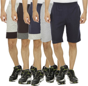 Kritika's World Solid Men's Multicolor Sports Shorts