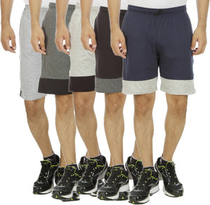 Kritika's World Solid Men's Multicolor Sports Shorts