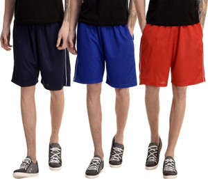Dee Mannequin Solid Men's Red, Dark Blue, Blue Basic Shorts