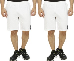 Kritika's World Solid Men's White Sports Shorts