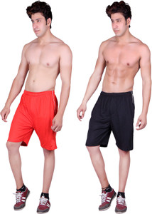 Gag Wear Solid Men's Red, Black Sports Shorts