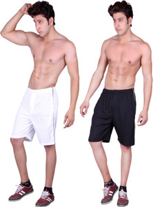 Gag Wear Solid Men's White, Black Sports Shorts