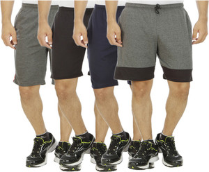 Kritika's World Solid Men's Multicolor Sports Shorts