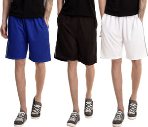 Dee Mannequin Solid Men's White, Blue, Black Basic Shorts