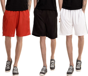 Dee Mannequin Solid Men's White, Red, Black Basic Shorts