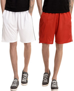 Dee Mannequin Solid Men's White, Red Basic Shorts
