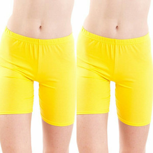 Fashion Line Solid Women's Yellow Cycling Shorts