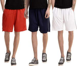 Dee Mannequin Solid Men's White, Red, Dark Blue Basic Shorts