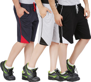 Checkers Bay Solid Men's Dark Blue, Grey, Black Sports Shorts