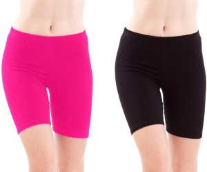 Fashion Line Solid Women's Black, Pink Cycling Shorts