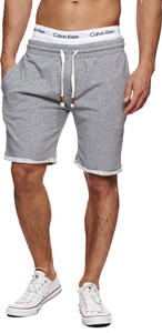 Indicode Solid Men's Grey Sports Shorts
