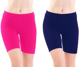 Fashion Line Solid Women's Pink, Blue Cycling Shorts