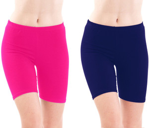 Fashion Line Solid Women's Pink, Blue Cycling Shorts