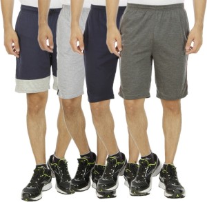 Kritika's World Solid Men's Multicolor Sports Shorts
