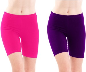 Fashion Line Solid Women's Pink, Purple Cycling Shorts