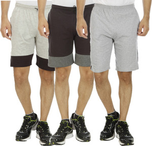 Kritika's World Solid Men's Multicolor Sports Shorts