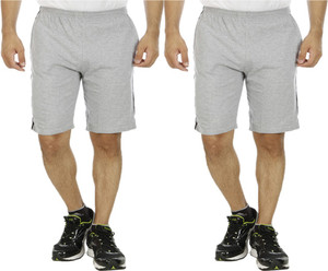 Kritika's World Solid Men's Grey Sports Shorts