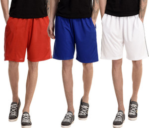 Dee Mannequin Solid Men's White, Red, Blue Basic Shorts