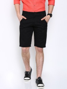 Showoff Solid Men's Black Chino Shorts