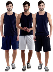 Dee Mannequin Self Design Men's White, Dark Blue, Black Sports Shorts