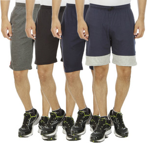 Kritika's World Solid Men's Multicolor Sports Shorts