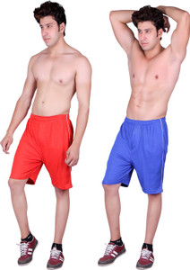Gag Wear Solid Men's Red, Blue Sports Shorts