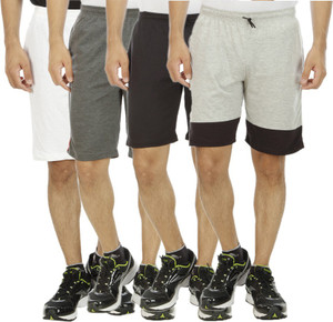 Kritika's World Solid Men's Multicolor Sports Shorts