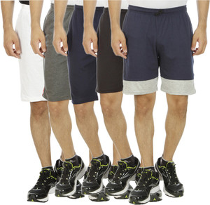 Kritika's World Solid Men's Multicolor Sports Shorts