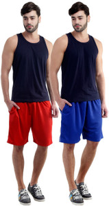 Dee Mannequin Self Design Men's Red, Blue Sports Shorts