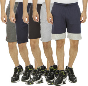 Kritika's World Solid Men's Multicolor Sports Shorts