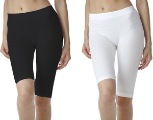 Fashion Line Solid Women's Black, White Cycling Shorts