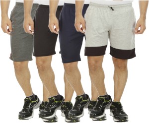 Kritika's World Solid Men's Multicolor Sports Shorts
