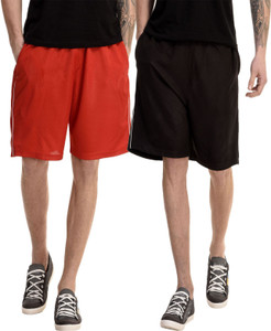 Dee Mannequin Solid Men's Red, Black Basic Shorts