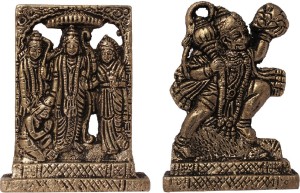 art n hub set of 2 combo lord ramdarbar & hanuman - statue gift item decorative showpiece  -  6 cm(brass, gold)