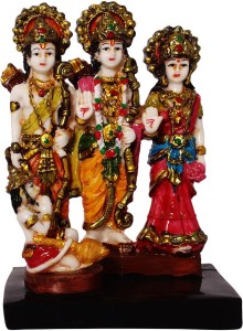 art n hub ram darbar / lord rama ,sita, laxman and hanuman idol god statue decorative showpiece  -  15 cm(earthenware, multicolor)