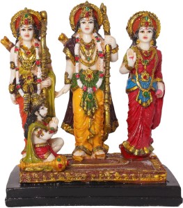 art n hub ram darbar / lord rama ,sita, laxman and hanuman idol god statue decorative showpiece  -  19 cm(earthenware, multicolor)