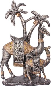 art n hub camel couple rajasthani animal figurine décor statue gift item decorative showpiece  -  38 cm(earthenware, multicolor)