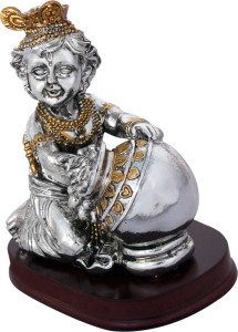 art n hub lord krishna makhan chor shri krishan idol god statue gift item decorative showpiece  -  11 cm(gold plated, gold, silver)