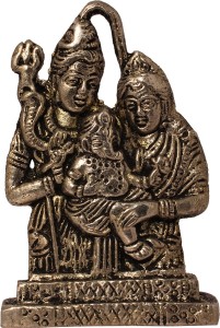 art n hub lord shiva family / shiv parivar parvati ganesh idol god statue decorative showpiece  -  6 cm(brass, gold)