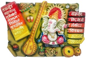 art n hub lord ganesha / god ganpati wall hanging home décor gift item decorative showpiece  -  26 cm(earthenware, multicolor)