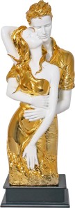 art n hub valentine romantic love couple statue home décoration gift item decorative showpiece  -  45 cm(gold plated, gold, white)
