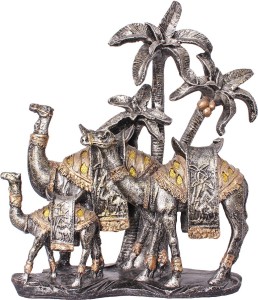 art n hub camel couple rajasthani animal figurine décor statue gift item decorative showpiece  -  34 cm(earthenware, multicolor)