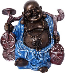art n hub fengshui god laughing buddha vastu statue home décor gift item decorative showpiece  -  25 cm(earthenware, multicolor)