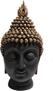 heeran art vastu fangshui religious idol of lord gautam buddha face head bust statue blk decorative showpiece  -  13 cm(polyresin, multicolor)