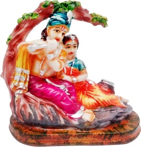 art n hub lord radha krishna / radhey krishan couple idol god statue gift decorative showpiece  -  15 cm(earthenware, multicolor)