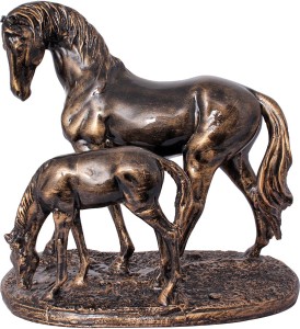 art n hub horse baby horse pair pet animal figure statue décor gift item decorative showpiece  -  24 cm(earthenware, multicolor)