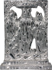 art n hub ram darbar / lord rama ,sita, laxman and hanuman idol god statue decorative showpiece  -  10 cm(aluminium, silver)