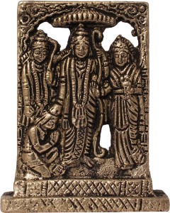 art n hub ram darbar / lord rama ,sita, laxman and hanuman idol god statue decorative showpiece  -  6 cm(brass, gold)