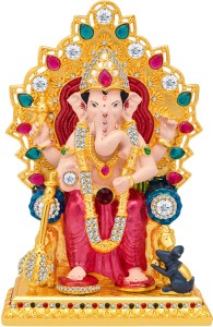 kulin god ganesh | ganpati | lord ganesha idol - statue for home decor | office | shops | gifting decorative showpiece  -  16 cm(gold plated, red)