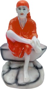 art n hub lord shirdi shri sai baba / sai nath idol home décor god statue decorative showpiece  -  20 cm(earthenware, orange)
